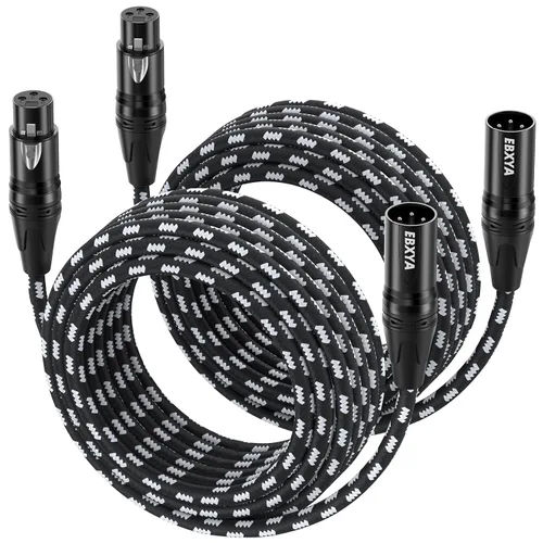 Vista 11 de EBXYA Paquete de 4 cables XLR de 6 pies, cable de micrófono XLR trenzado de alta calidad macho a hembra, 3 pines, cables de micrófono equilibrados