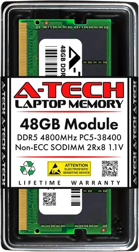 Vista 18 de A-Tech 8GB DDR5 4800MHz PC5-38400 CL40 SODIMM 1.1V Memoria RAM de 1.1V sin ECC sin búfer SO-DIMM de 262 pines para actualización de memoria