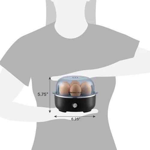 Vista 6 de Elite Gourmet - Cocina eléctrica para huevos de 7 huevos, apagado Negro clásico