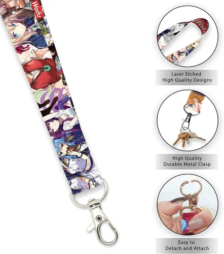 Vista 4 de Waifu Collage Kawaii Anime Lanyard Llavero Azul