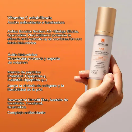 Vista 4 de Sesderma C-VIT Crema de gel revitalizante, 1.7 onzas líquidas