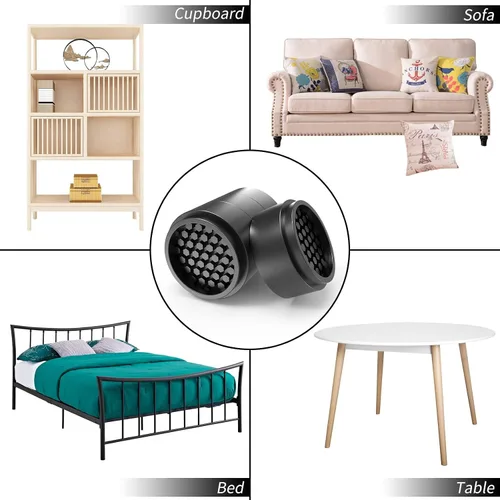 Vista 6 de Ezprotekt Elevadores de muebles redondos ajustables de 1 pulgada, elevadores apilables para muebles que crean una altura adicional de 1, 2 o 3