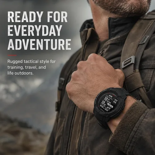 Vista 7 de Garmin Instinct 2X Solar - Edición táctica, carga solar, reloj inteligente GPS resistente, linterna integrada, calculadora de balística, paquete
