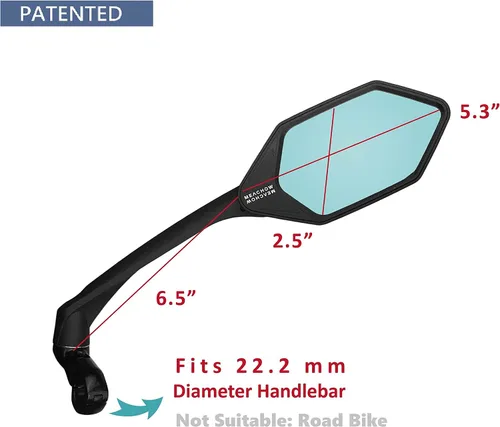Vista 7 de Nueva lente de cristal resistente a los arañazos, espejo de bicicleta para manillar, espejo retrovisor seguro giratorio, espejo de bicicleta, ME-007