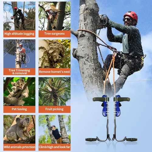 Vista 5 de Tree Climbing Spikes, Tree Climbing Gear with Non-Slip Pedal, Adjustable Tree Climbing Tool Set
