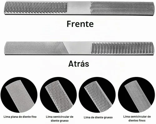 Vista 2 de Lima de raspa de madera de 4 vías y raspa redonda, limas planas y de aguja semicirculares para afilar herramientas de madera y metal