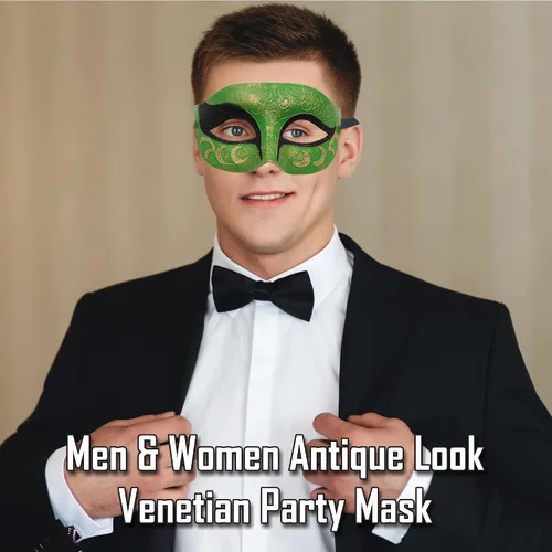 Vista 3 de Máscara de mascarada para hombre, máscara de aspecto antiguo para Halloween, fiesta veneciana, fiesta de máscaras y baile de máscaras