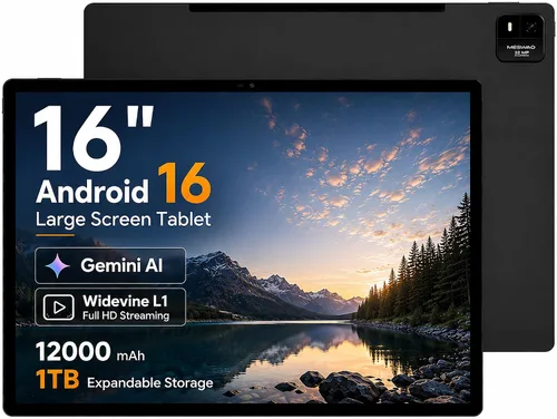 Vista 10 de 15.6 Inch Tablet, Android 16, Widevine L1, FHD IPS Display for Sheet Music Negro