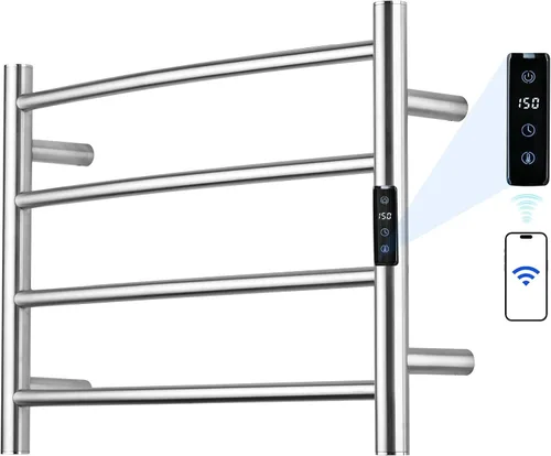 Vista 10 de Toallero Eléctrico con Control de Voz para Alexa y Google Home, TUYA - Calentador de Toallas de Baño Montado en la Pared, Enchufable