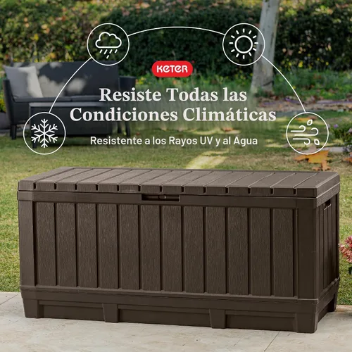 Vista 5 de Keter Kentwood - Caja de resina de 92 galones, organización y almacenamiento para muebles de patio, cojines de exterior, almohadas, herramientas
