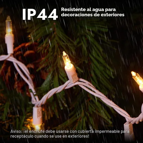 Vista 3 de Dirnun Luces de Navidad de color blanco transparente, 100 unidades, luz incandescente, certificación UL, luces conectables para árbol de Navidad