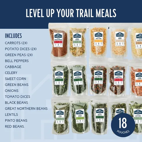 Vista 4 de The Backpacking Kit - 18Ct Premium Lightweight Meals in 1 Cup Resealable Pouches by Harmony House Foods, Single Set White