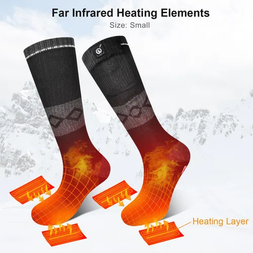 Vista 7 de Calcetines térmicos para mujeres y hombres, calentadores de pies eléctricos recargables, calcetines de calefacción con batería recargable, pies
