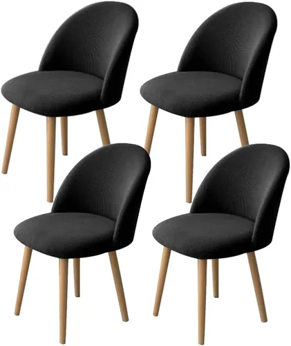Vista 13 de XMNTG Juego de 4 fundas elásticas de jacquard gris para silla de comedor, con respaldo curvado, fundas para silla de acento modernas de mediados
