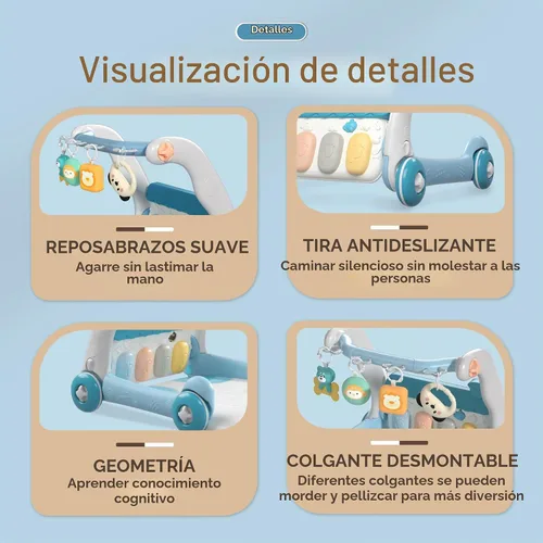 Vista 7 de Caterbee 2 en 1 Baby Piano Play Mat & Standing Toy con música y luz (azul)