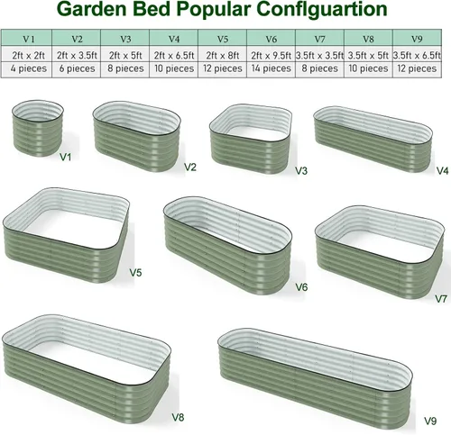 Vista 5 de MFSTUDIO Kit de cama de jardín elevada galvanizada para exteriores, macetas elevadas ovaladas de 17 pulgadas de alto, maceta de metal para verduras