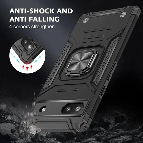 Vista 3 de HNHYGETE Funda para Pixel 6a con protector de pantalla HD, soporte giratorio de grado militar de 360° (resistente) a prueba de golpes para Google