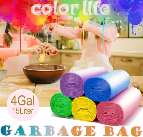 Vista 2 de Bolsa de basura pequeña, 4 galones/15 litros, bolsas de basura coloridas, 150