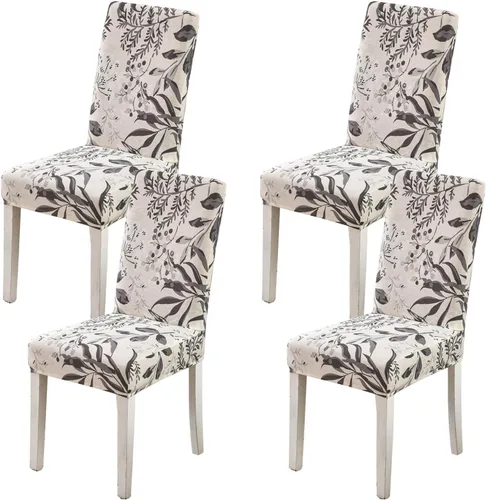 Vista 17 de HZDHCLH Juego de 4 fundas para sillas de comedor color burdeos, fundas elásticas de elastano para sillas Parsons, paquete de 4, fundas de asiento