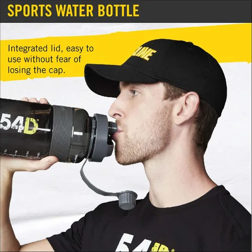 Vista 9 de 54D Botella de agua deportiva, botella de agua de medio galón con marcador de tiempo, botella de agua motivacional con pajilla, para fitness