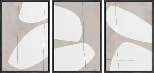 Vista 278 de SIGNFORD - Set de obras de arte en lienzo enmarcado para pared, ilustraciones abstractas de neblina del desierto en tonos neutros beige y marrón