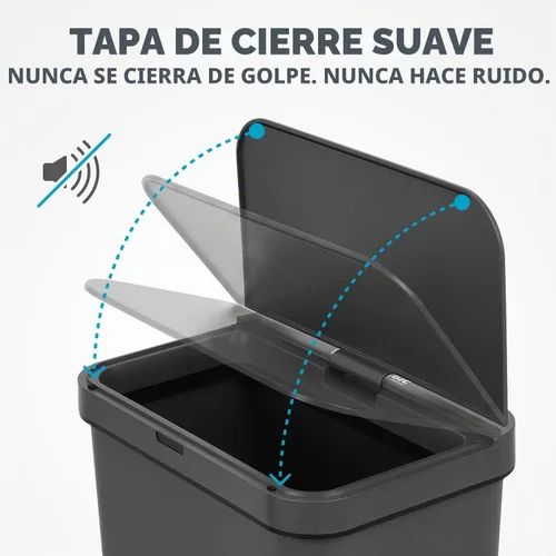 Vista 3 de SIMPLI-Magic Cubo de basura rectangular con sensor de cocina de 13.2 galones / 50 litros, cubo de basura automático sin contacto con tapa de cierre