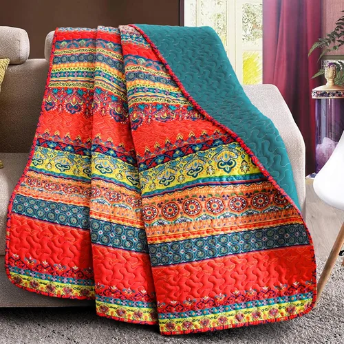 Vista 17 de Exclusivo Mezcla - Manta acolchada reversible estilo bohemio, 50 x 60 pulgadas