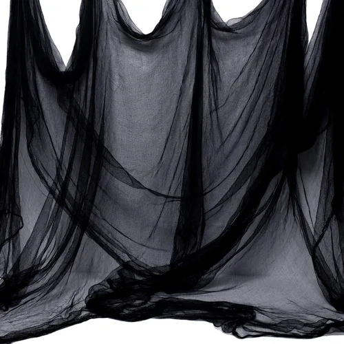 Vista 12 de Whaline Tela espeluznante blanca de Halloween de 197 x 87 pulgadas, ropa de gasa espeluznante, decoración de Halloween para casas embrujadas