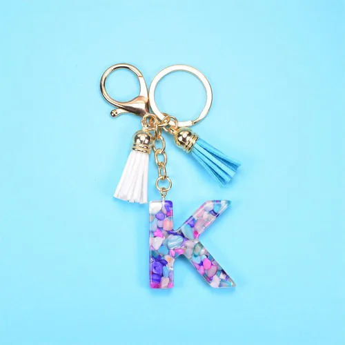 Vista 2 de Fario Llavero con letra inicial del alfabeto A-Z para mujer, colgante de borla, llavero para bolso, bolsos de mano para mujeres y niñas