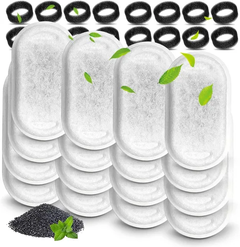 Vista 8 de Filtros de fuente de agua para gatos, compatibles con fuente de mascotas de acero inoxidable, 8 filtros con 8 esponjas, filtros de repuesto