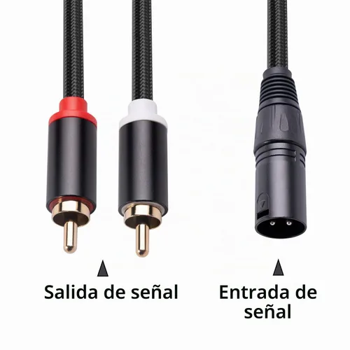 Vista 3 de Cable de micrófono con parche y divisor en Y doble RCA a XLR macho de 3 pies, 1 cable adaptador en Y macho XLR a 2 RCA macho