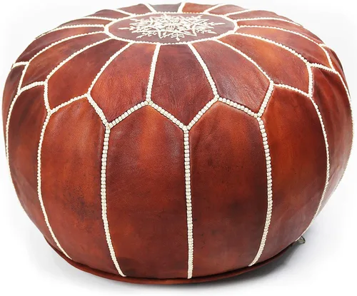 Vista 7 de MARRAKESH STYLE Increíble y hermoso, pufs originales de cuero marroquí, puf de cuero natural, regalos para el hogar, regalos de boda, sin relleno