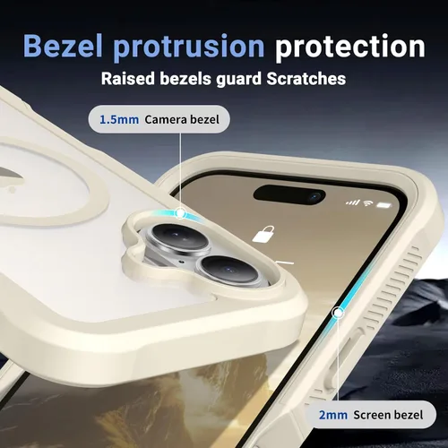 Vista 6 de Funda magnética para iPhone 17, protección resistente, color blanco antiguo