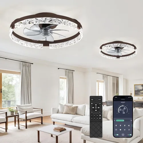 Vista 19 de LEDIARY Ventiladores de techo de perfil bajo de 19.7" con luces, aplicación