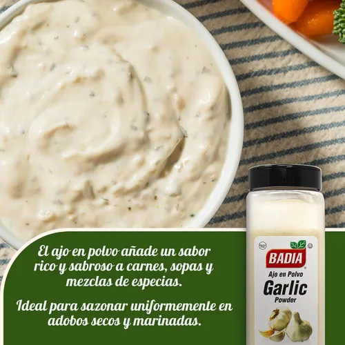 Vista 3 de Badia Ajo en polvo, 16 onzas – Polvo de ajo premium para cocinar, condimentos y mezclas de especias, recién molido y sabroso