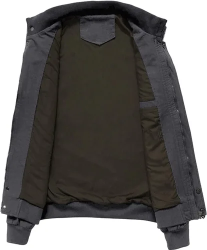 Vista 5 de Crysully - Chaqueta cortavientos para hombre, estilo informal y cuello militar, para primavera-otoño