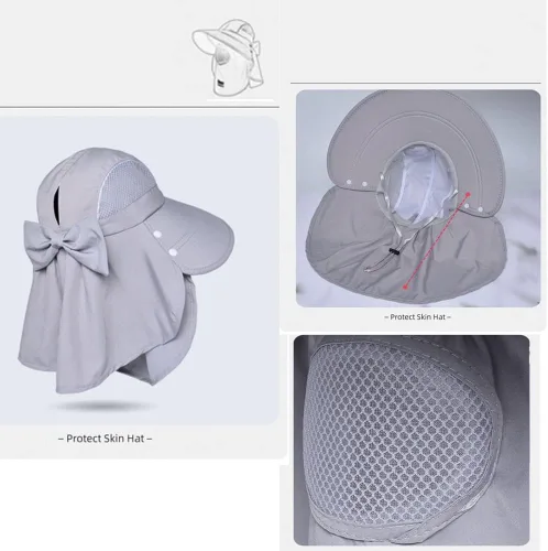 Vista 8 de KORADI Sombreros de pesca solar para mujer, ala ancha, protección UV, plegable, sombrero de verano con solapa desmontable