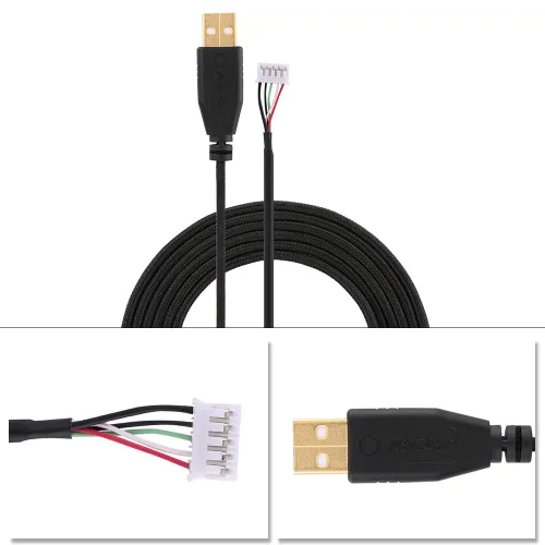Vista 3 de Cable USB para mouse de 7.2 ft 7.22 pies de repuesto para mouse Razer Naga 2014, negro