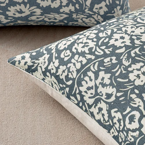 Vista 8 de MIULEE Fundas de almohada florales 18x18, juego de 2 fundas de almohada decorativas modernas de lino, fundas de almohada neutras de estilo granja