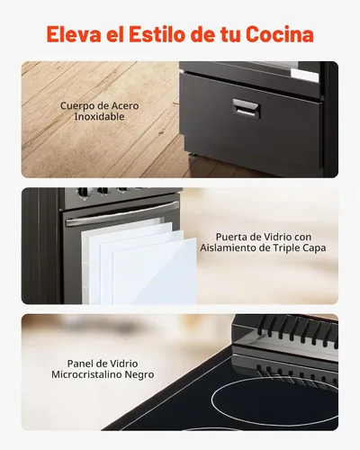 Vista 5 de Horno eléctrico VEVOR de 24 pulgadas, 2.7/4.8/6 pies cúbicos horno Negro