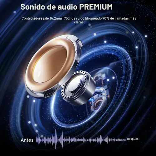 Vista 3 de Auriculares inalámbricos deportivos con ganchos para las orejas, auriculares Bluetooth 5.4 con 4 micrófonos ENC cancelación de ruido, IPX8