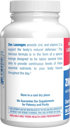 Vista 3 de Pastillas de zinc con vitamina C para apoyo inmunológico, pastillas de vitamina C y zinc de alta absorción para adultos, bienestar diario