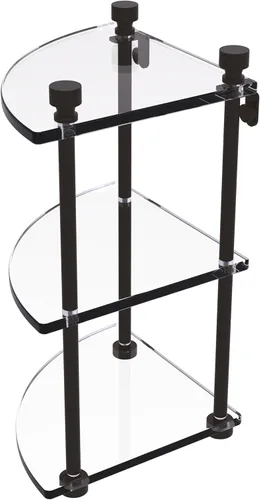 Vista 14 de Allied Brass FT-6 Foxtrot Collection - Estante esquinero de cristal de tres niveles, bronce antiguo