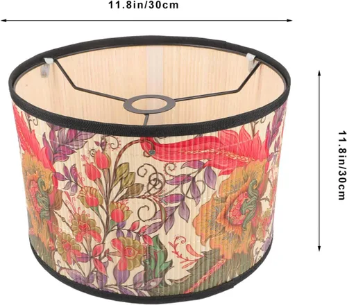 Vista 2 de Uonlytech Pantalla tejida de bambú de 11.81 pulgadas, pantalla de lámpara de mesa impresa para dormitorio, comedor, decoración de reemplazo