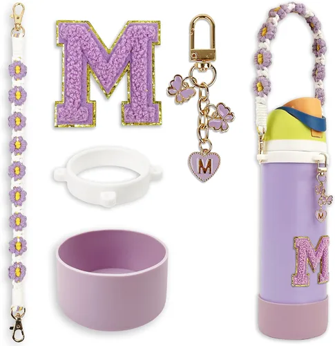 Vista 25 de SITKOL Juego de Monogramas Bonitos de Silicona Compatible con Botella de Agua Owala 24 oz, 32 oz, 40 oz - Accesorios Perfectos con la Letra Owala