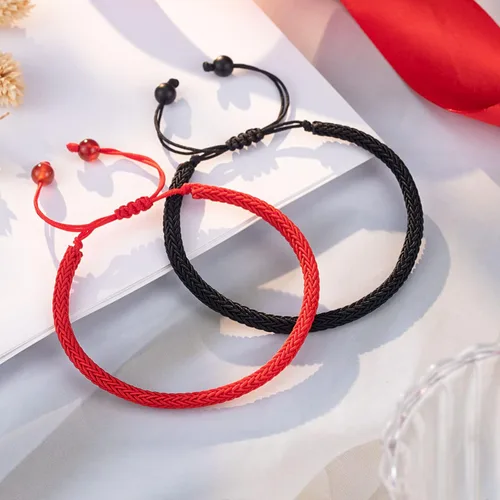 Vista 3 de PINKDODO Pulseras de cuerda roja de protección ajustable con nudo de buena suerte para parejas, amigos, familia, mujeres, hombres, niñas y niños
