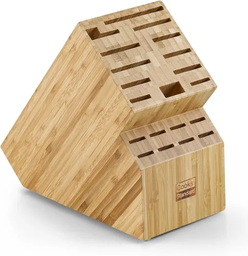 Vista 8 de Cooks Standard Soporte para bloque de cuchillos de madera de acacia sin cuchillos, 25 ranuras, extragrande, universal, soporte de cocina