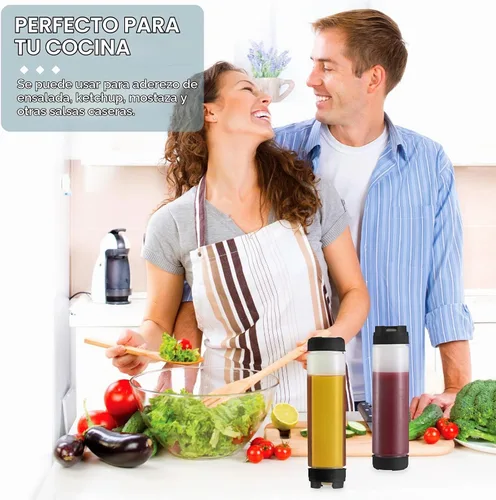 Vista 3 de Sabary 3 unidades de botellas exprimibles de plástico invertidas de 16 oz, dispensador recargable con válvula grande para condimentos, botella Negro