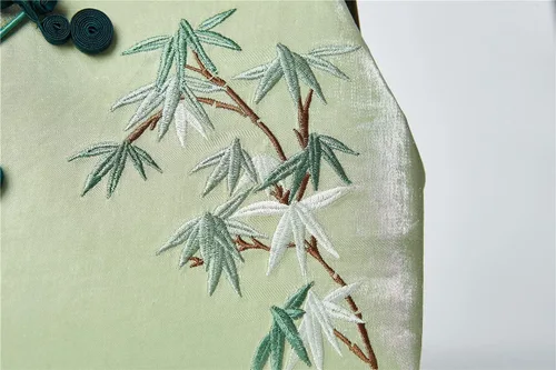 Vista 4 de Bolso bordado clásico chino para mujer, bolso de mano con borla y colgante