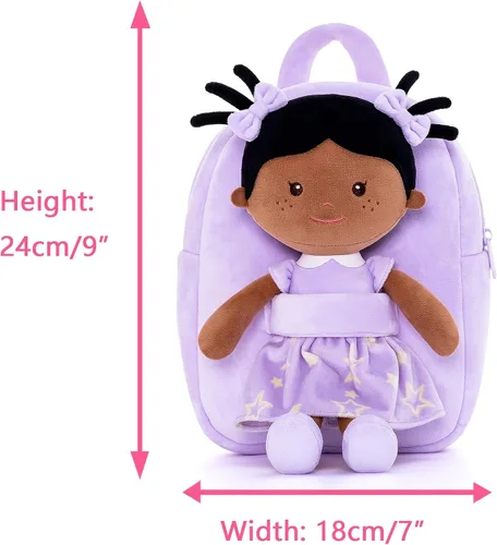Vista 51 de Onetoo Mochila para niños pequeños, regalos de regreso a clases, mochilas para niñas y niños con muñecas de bebé ligeras y suaves en vestido